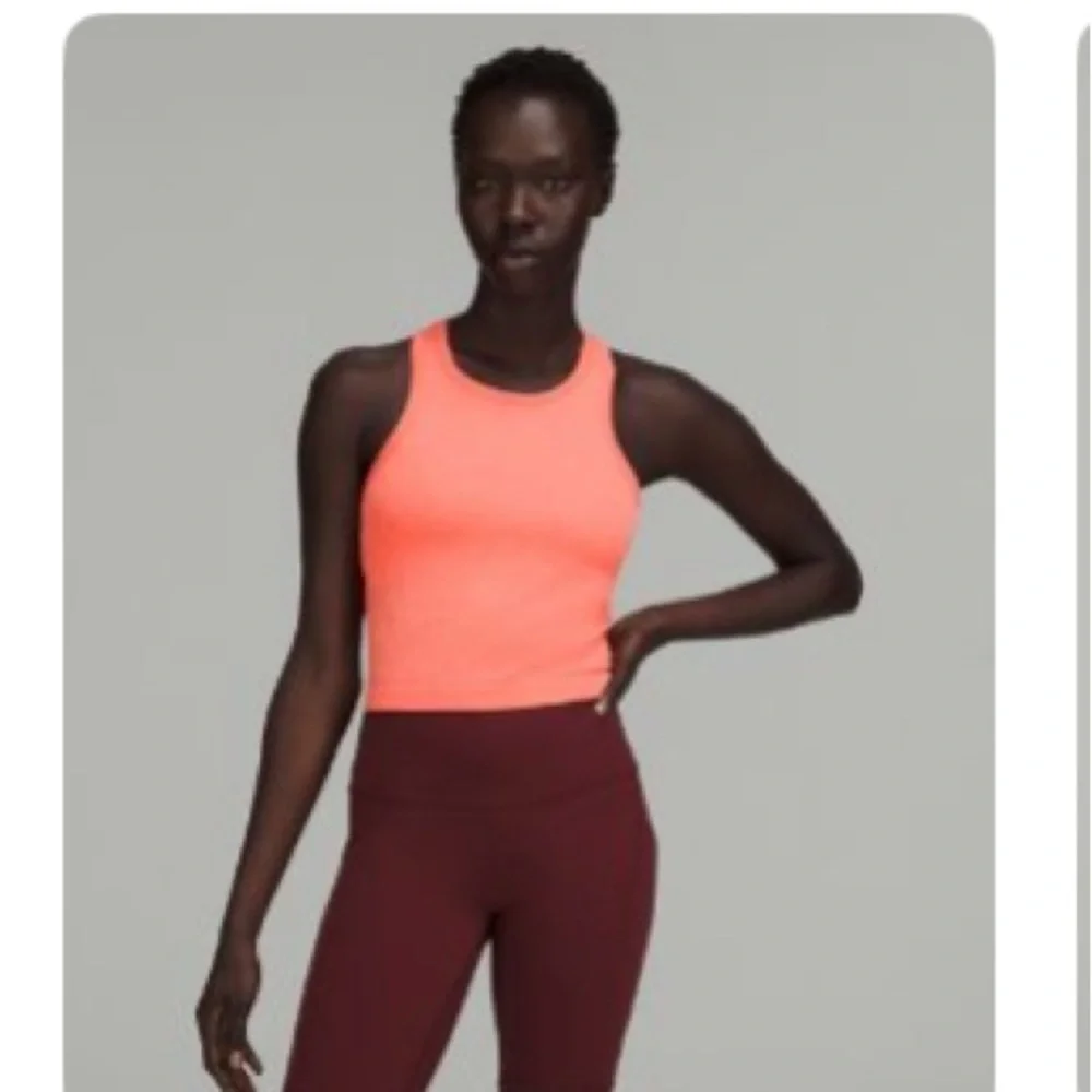 Lululemon Athletica Orange Fitted Crop Tank Top - Picture 1 of 1